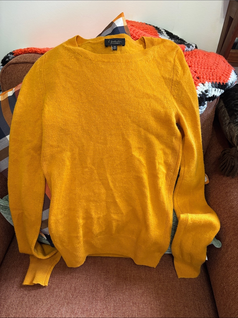 Babaton Mustard Cashmere & Merino Wool Crewneck Sweater